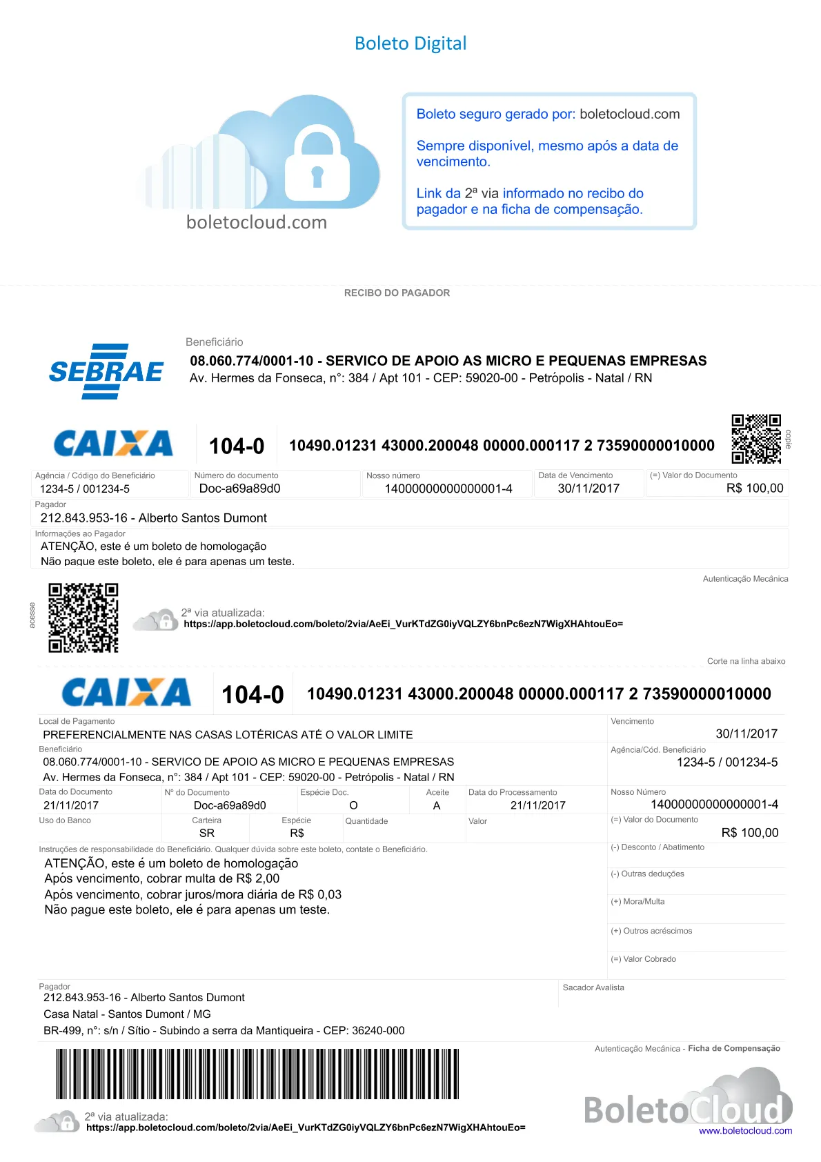 Exemplo detalhado do boleto