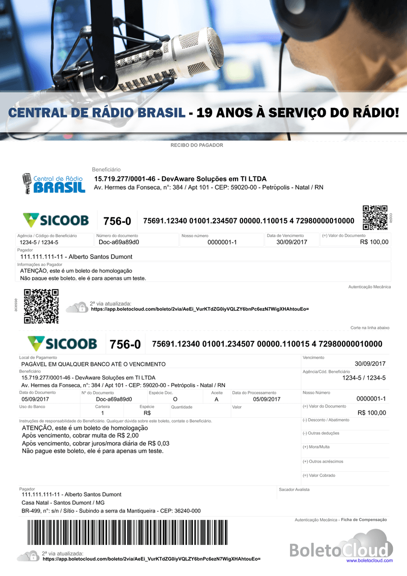 Exemplo de boleto personalizado