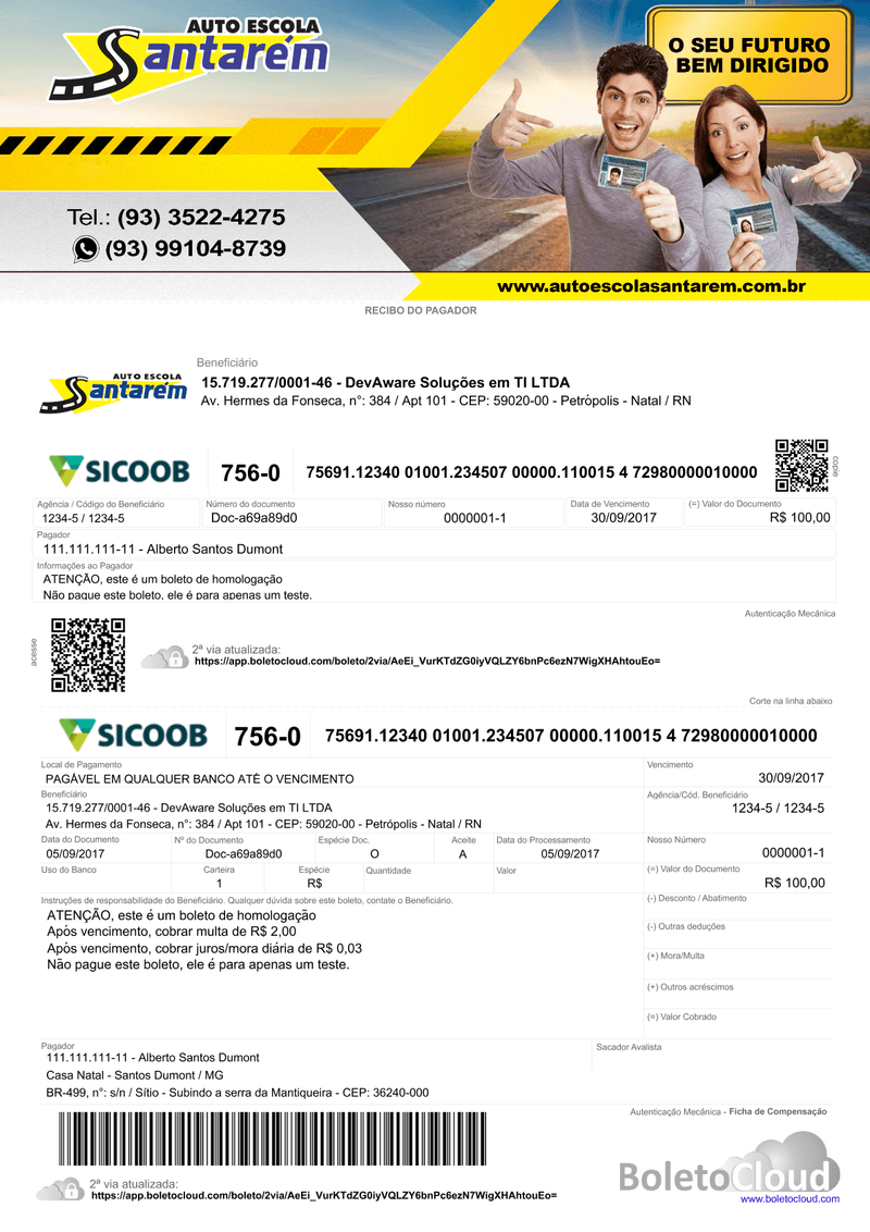 Exemplo de boleto personalizado