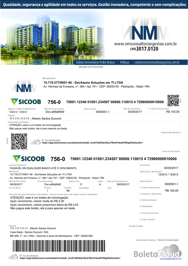 Exemplo de boleto personalizado