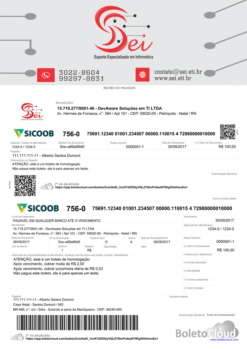 Exemplo de boleto personalizado