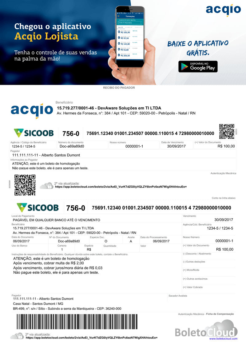 Exemplo de boleto personalizado