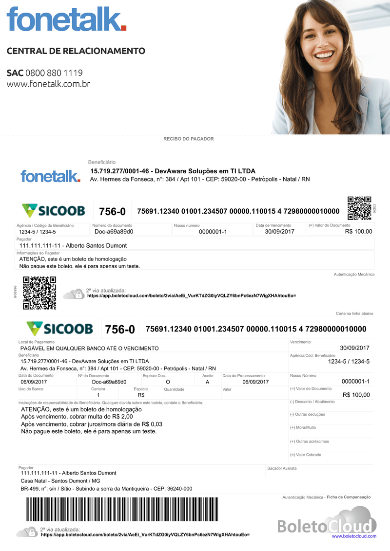 Exemplo de boleto personalizado