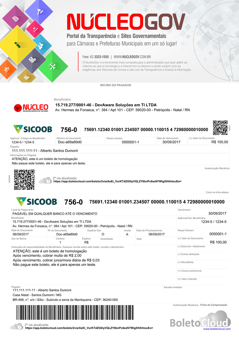 Exemplo de boleto personalizado