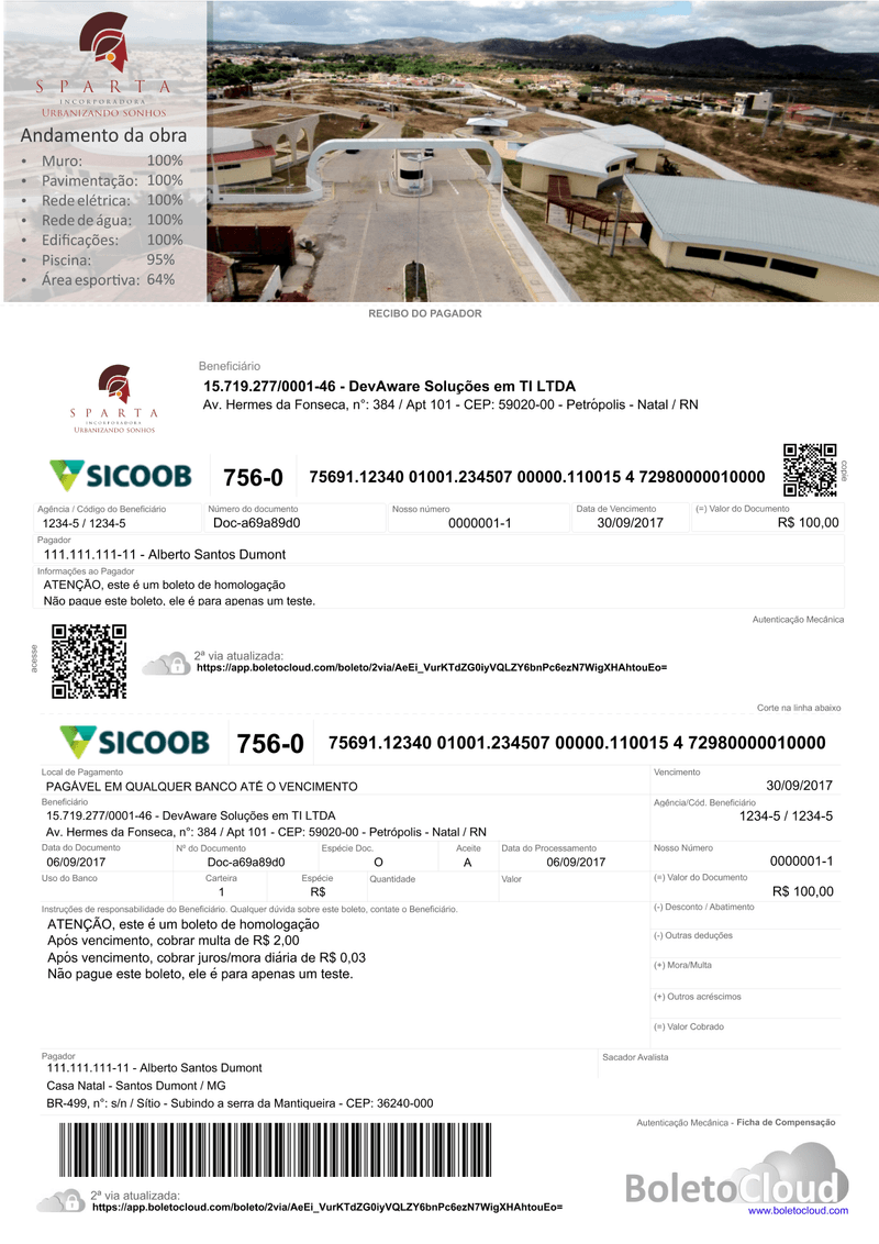 Exemplo de boleto personalizado