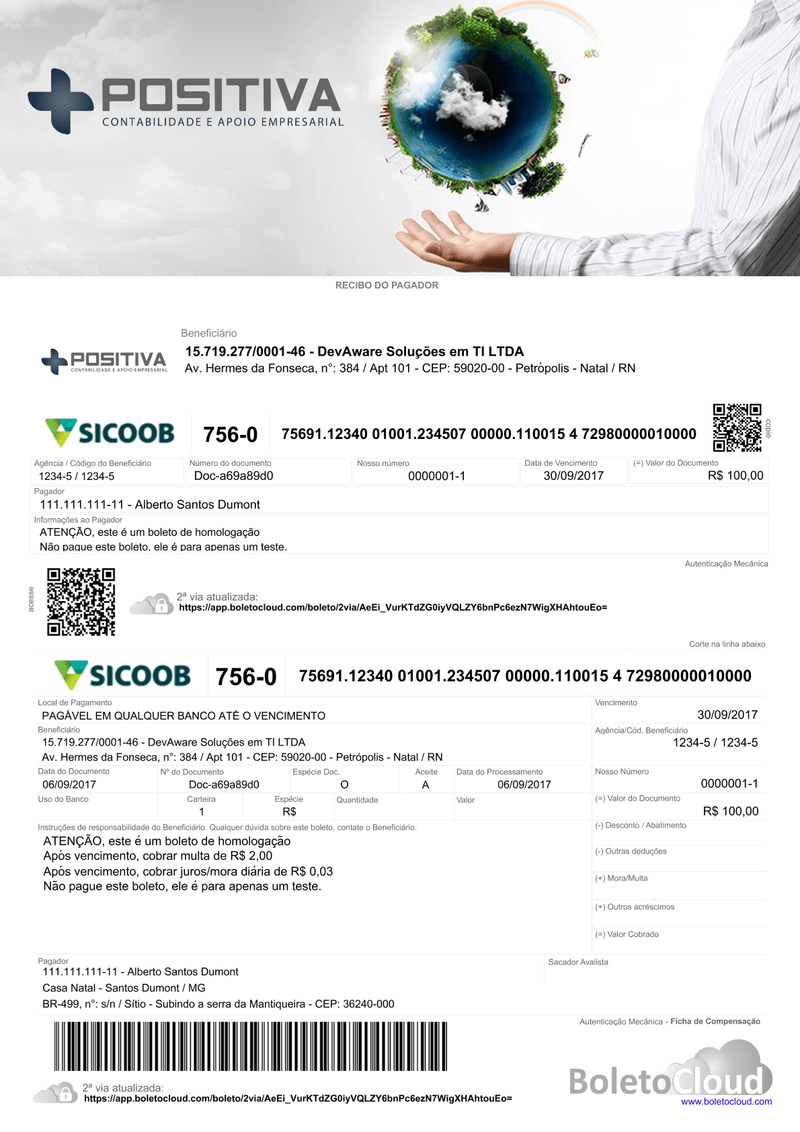 Exemplo de boleto personalizado