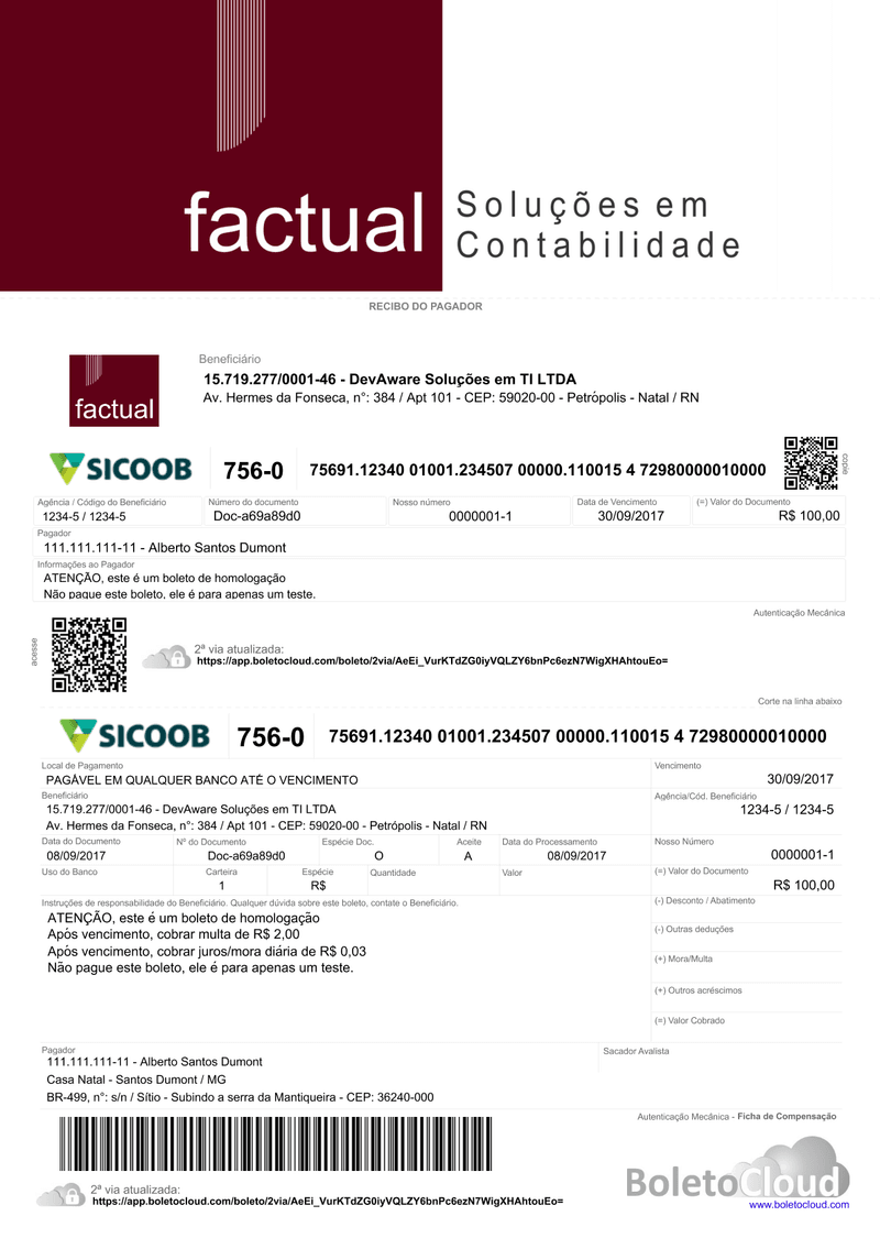 Exemplo de boleto personalizado