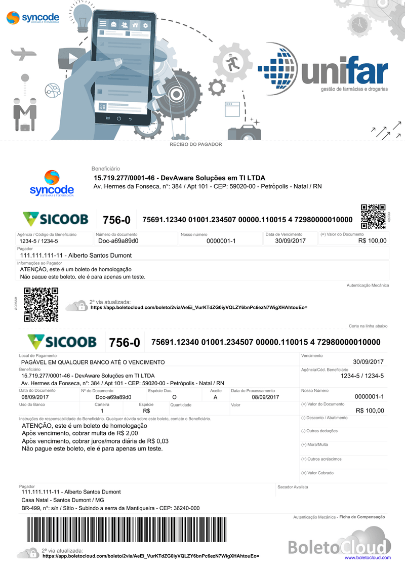 Exemplo de boleto personalizado