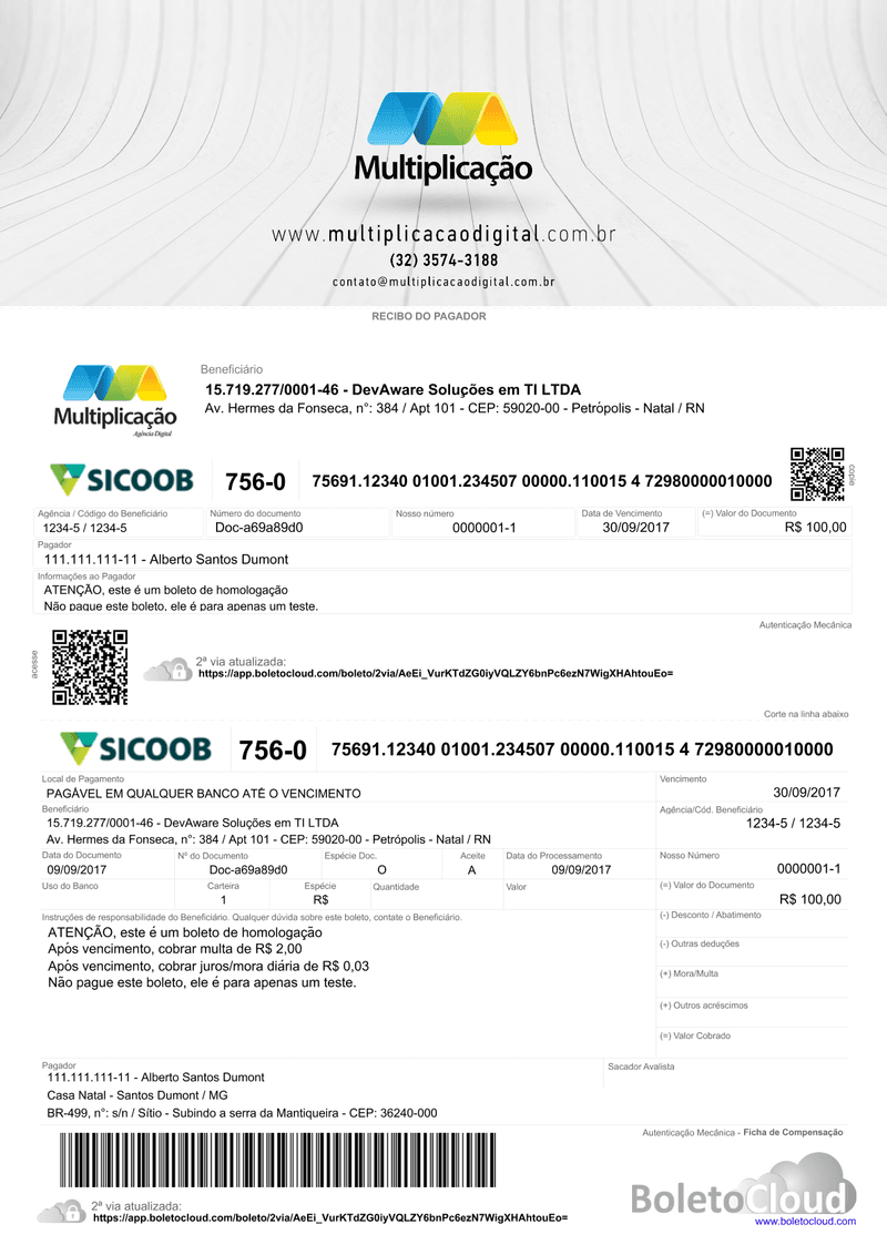 Exemplo de boleto personalizado