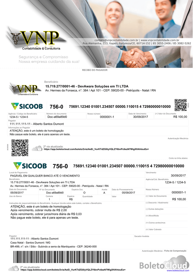 Exemplo de boleto personalizado