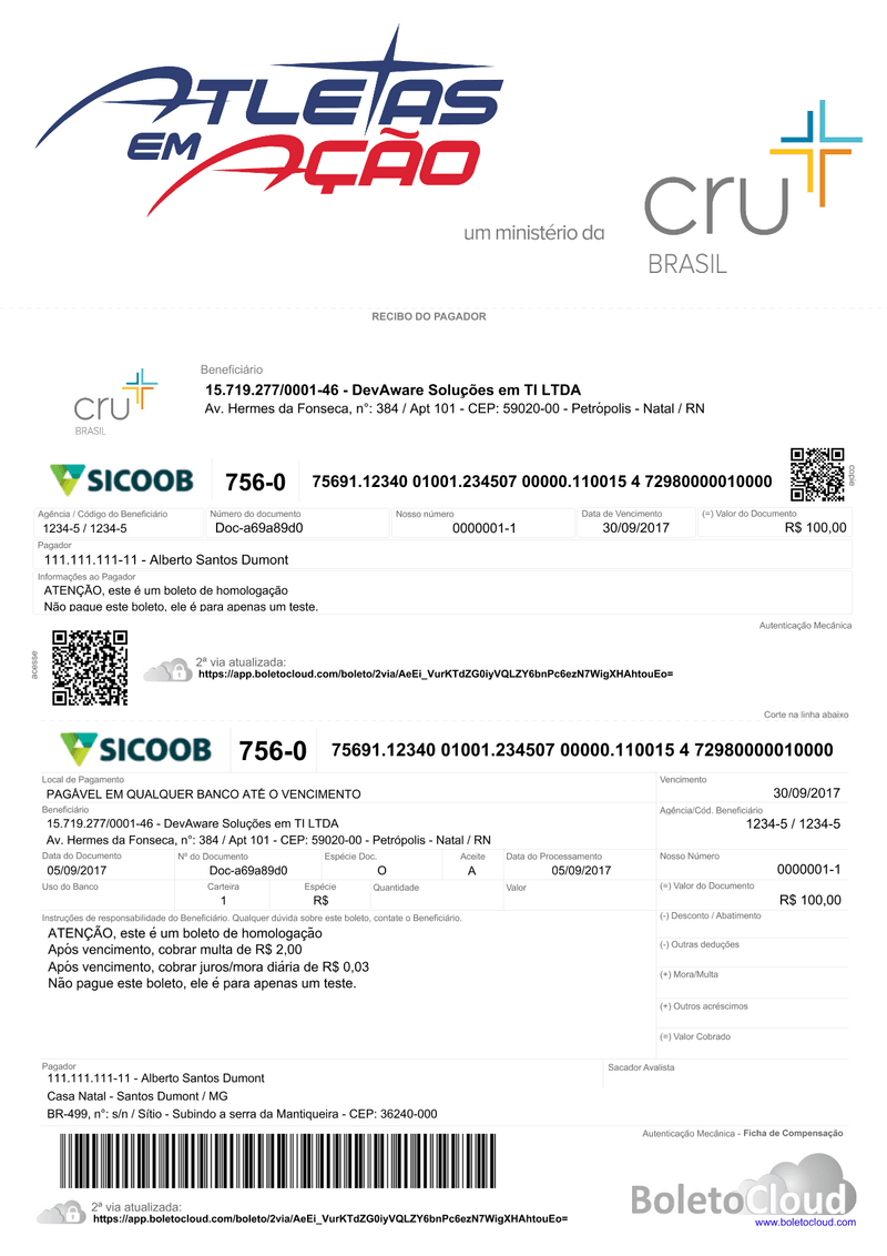 Exemplo de boleto personalizado