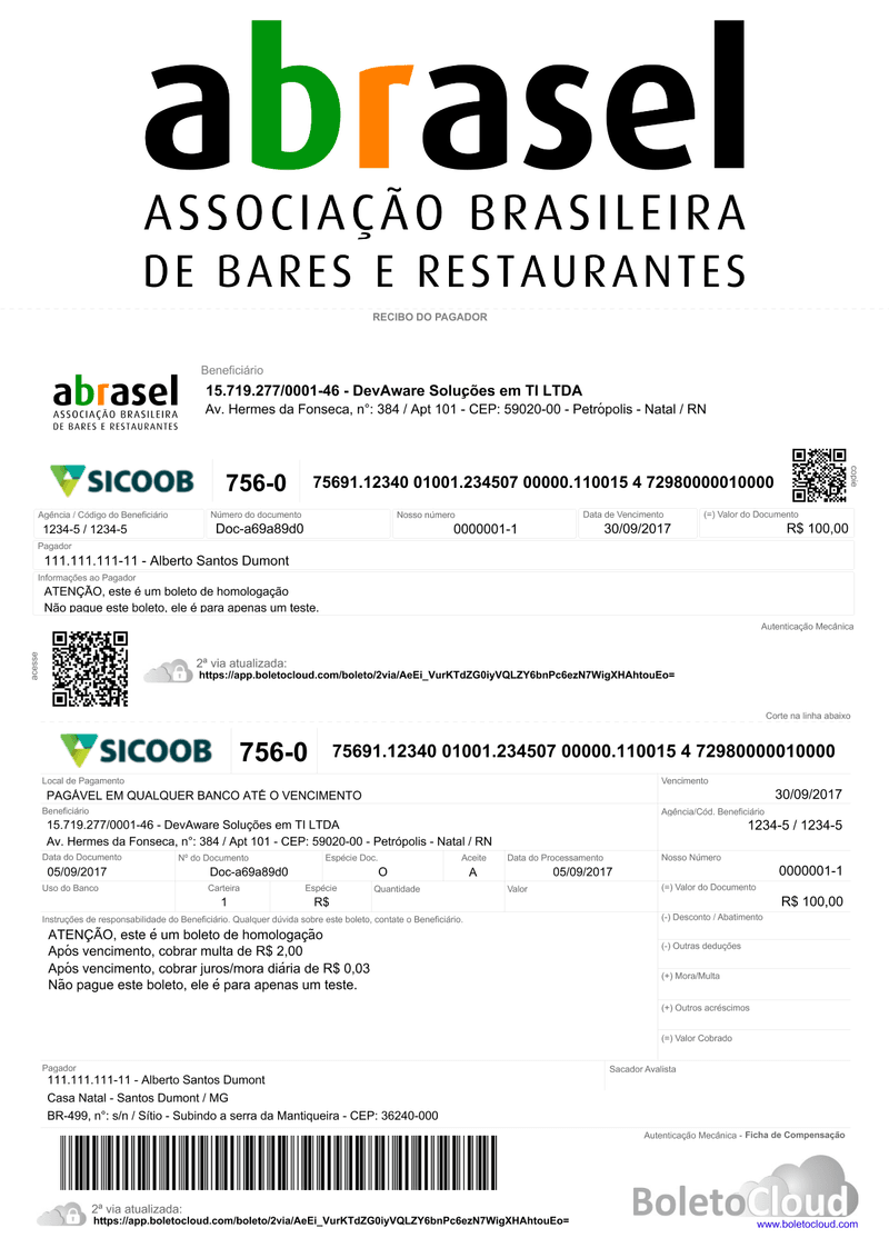 Exemplo de boleto personalizado