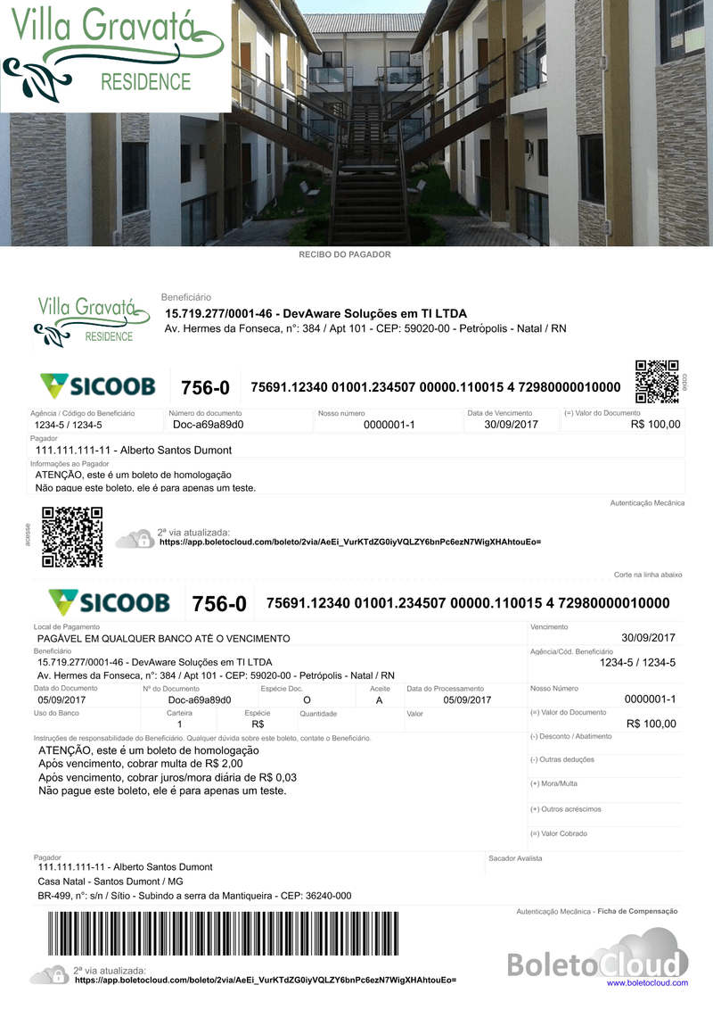 Exemplo de boleto personalizado