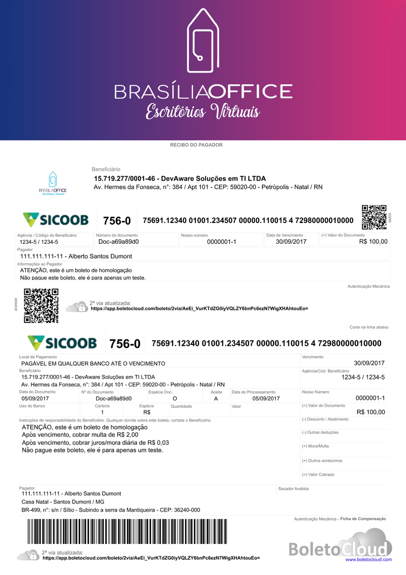 Exemplo de boleto personalizado