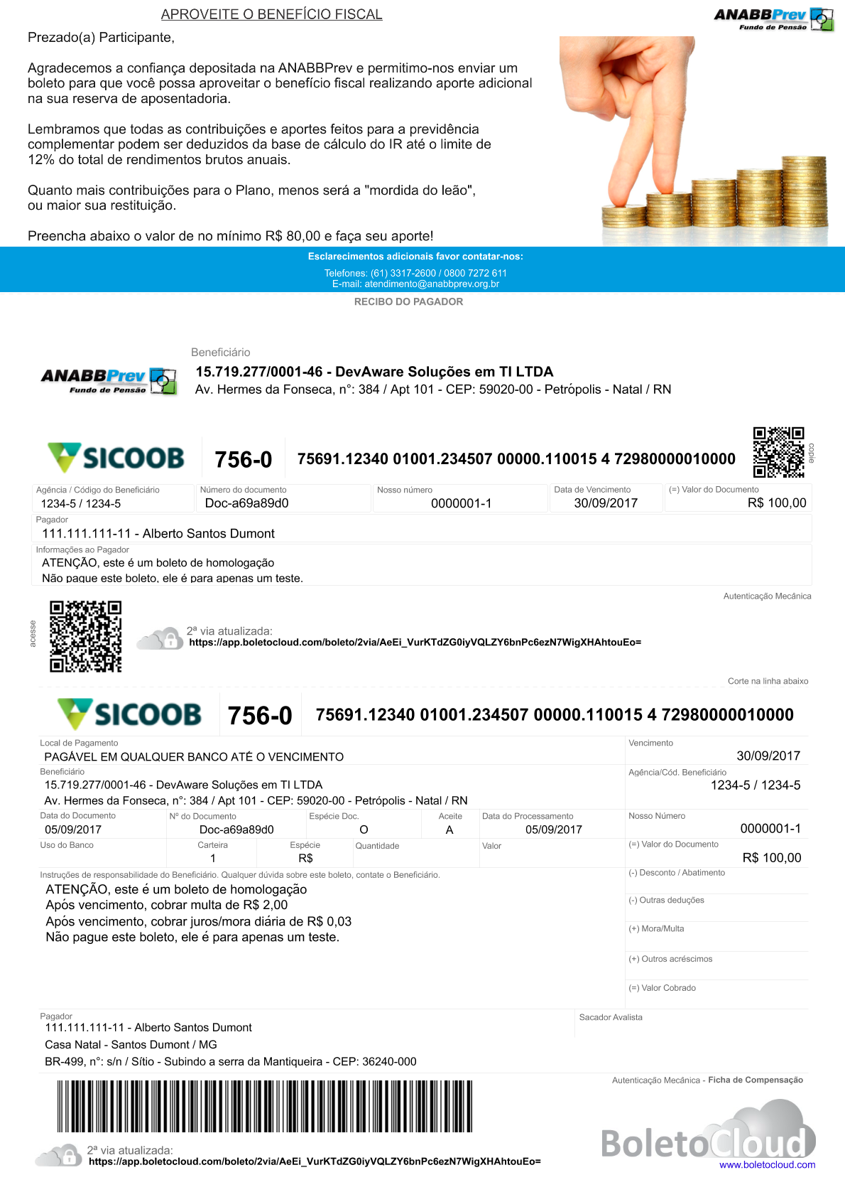 Exemplo 2 de boleto personalizado