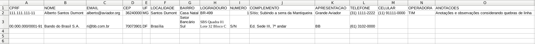 exemplo de planilha